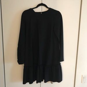 Black drop waist babydoll dress